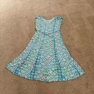 Vintage Jams World Dress Womens XL Blue Daisy Floral A-Line Hawaiian Midi Summer